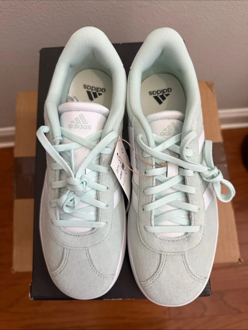 adidas Mint Green and White VL Court Women's Sneakers